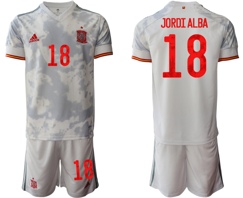 Men 2021 European Cup Spain away white #18 Soccer Jersey